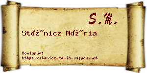 Stánicz Mária névjegykártya