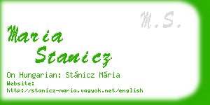 maria stanicz business card